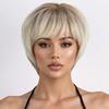Women Blond Wig Synthetic Wavy Wigs Stylish Short Layered Hair with Bangs for Daily Party Cosplay Heat Resistant Fibre