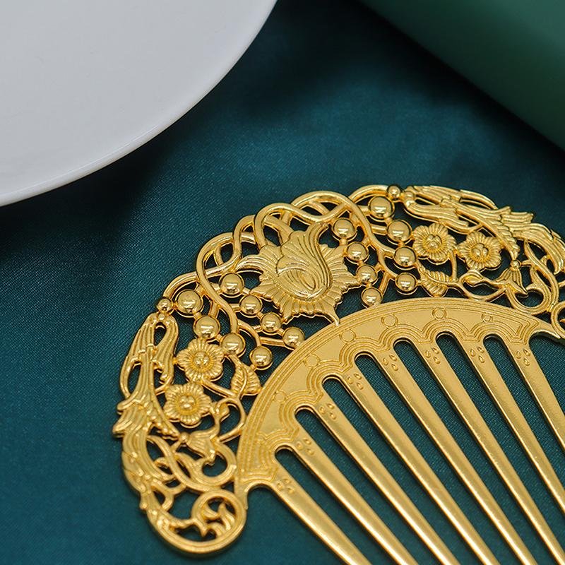 Chinese Hairpin Retro Hair Comb Hanfu Dish Hairpin Hair Ornament Hollow Carved Hair Comb Exquisite Hair Accessories Gifts
