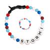 2 Pcs/Set Men Women Bracelet Necklace Set Colorful Beads English Letter Print Adjustable Clamps Pet