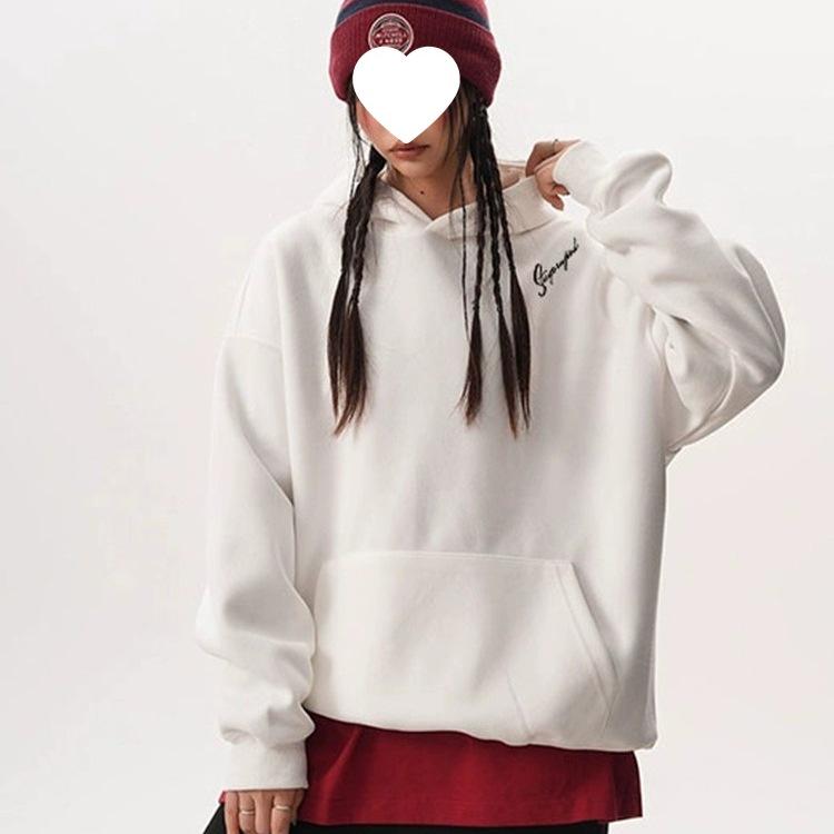 Unisex Embroidered National Trend One-Shoulder Hoodie - Autumn/Winter Loose Fit, Versatile Casual Top