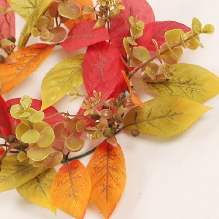 Thanksgiving Maple Leaf Garlands Decorative Candle Rings Dining Room Decoration Autumn Wreath Candlestick Holder