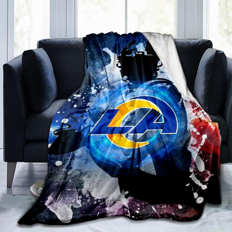 Rams Team Spirit Printed Throws Blanket Soft Flannel Blankets for Couch Bed Gifts for Men Women Picnic Blanket Christmas Gifts