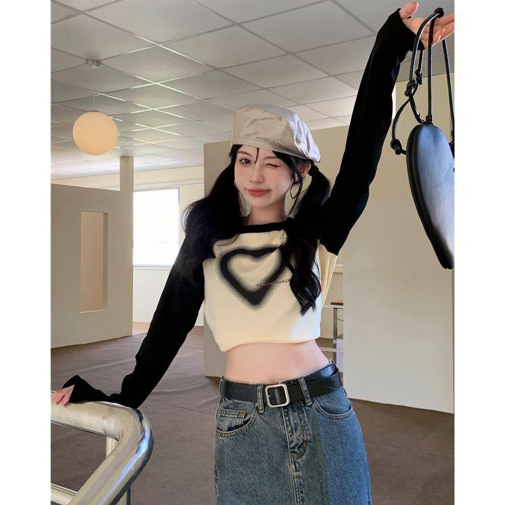 Women's T-shirts Long Sleeve Girls Y2K T-shirts Casual Leisure Street Wear Girls Cute Tees