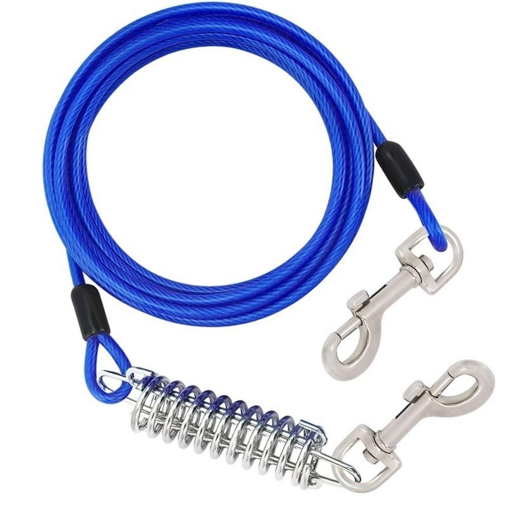 Heavy-Duty Double Head Pet Wire Rope with Spring Long Leash Traction Rope Dog Tie Out Cable  Pet