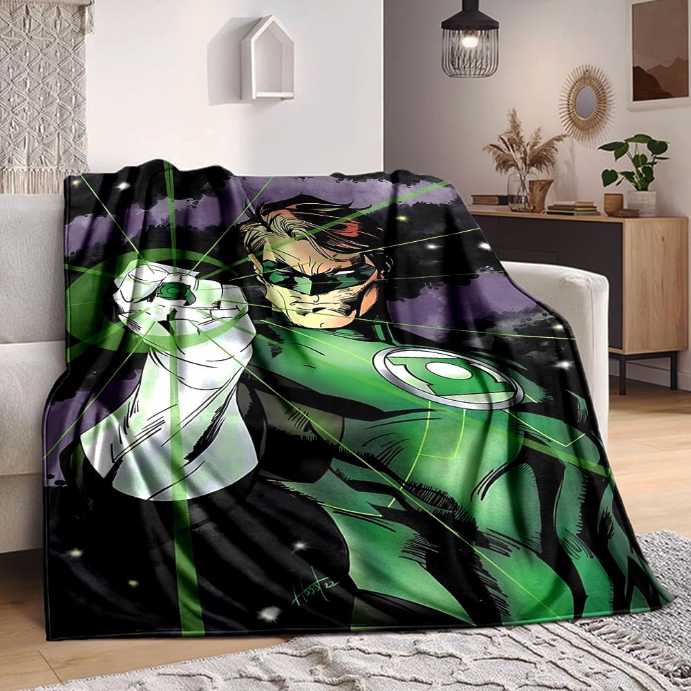 1Pc Green Lantern Power Flannel Blanket, Soft And Comfortable, Casual Warm, Camping Travel, Christmas, Halloween Xmas Gift. G113