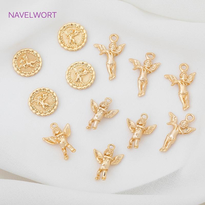 18K Gold Plated Brass Metal Lovely Angel Fairy shaped Charms Pendants Findings For DIY Jewelry Making Accessories