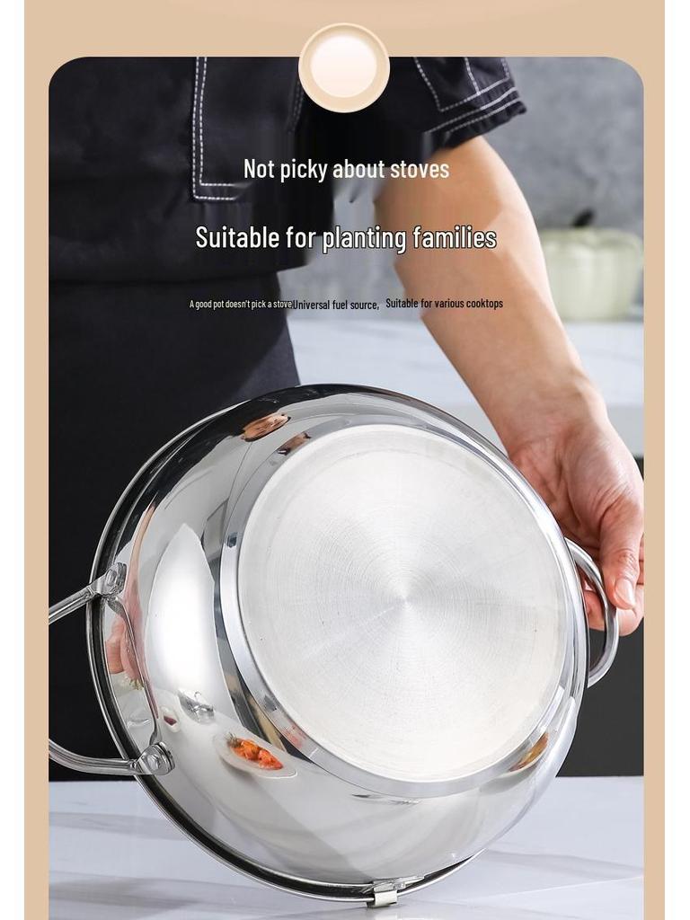 Japanese Stainless Steel Multi-Functional Tempura Frying Pot with Controllable Temperature & Double Handles