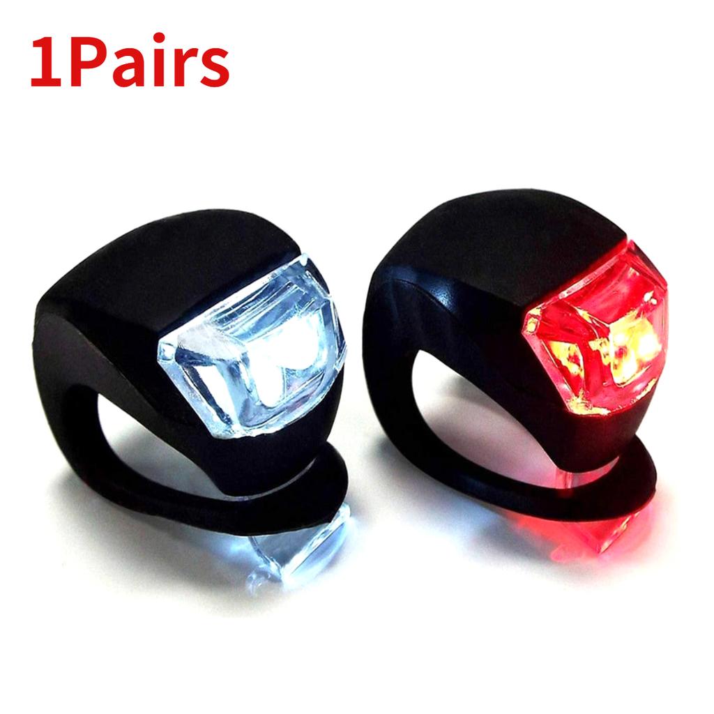 1-4Pairs LED Silicone Bicycle Front Rear Light Set 3 Modes Waterproof MTB Mountain Road Bike Cycling Headlight Tail Warning Lamp