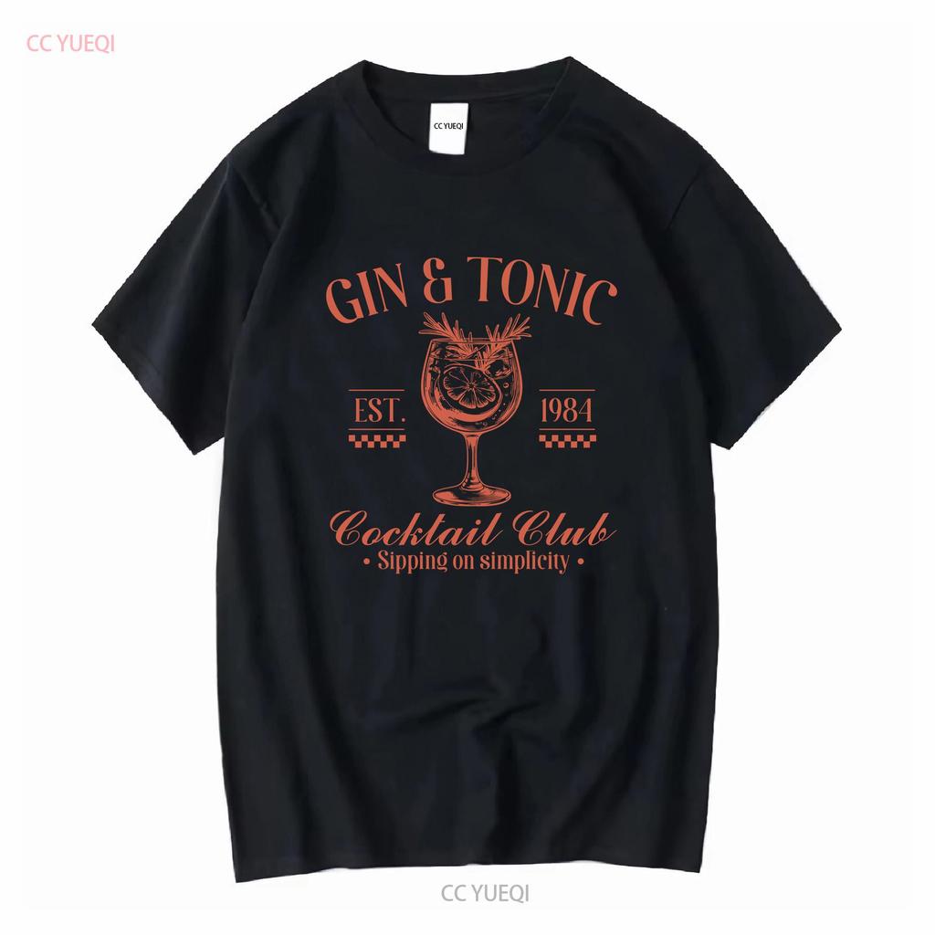 Gin Tonic Social Club Cocktail T Shirt Travel Drinking Girls Trip Lover Bartender Long or Short Sleeves Vintage Washed