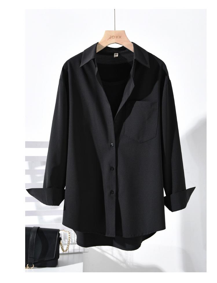 Women's White Non-Iron Wrinkle-Free Shirt Jacket - Plus Size, Loose Fit, Simple Commute Style for Spring and Autumn 2026