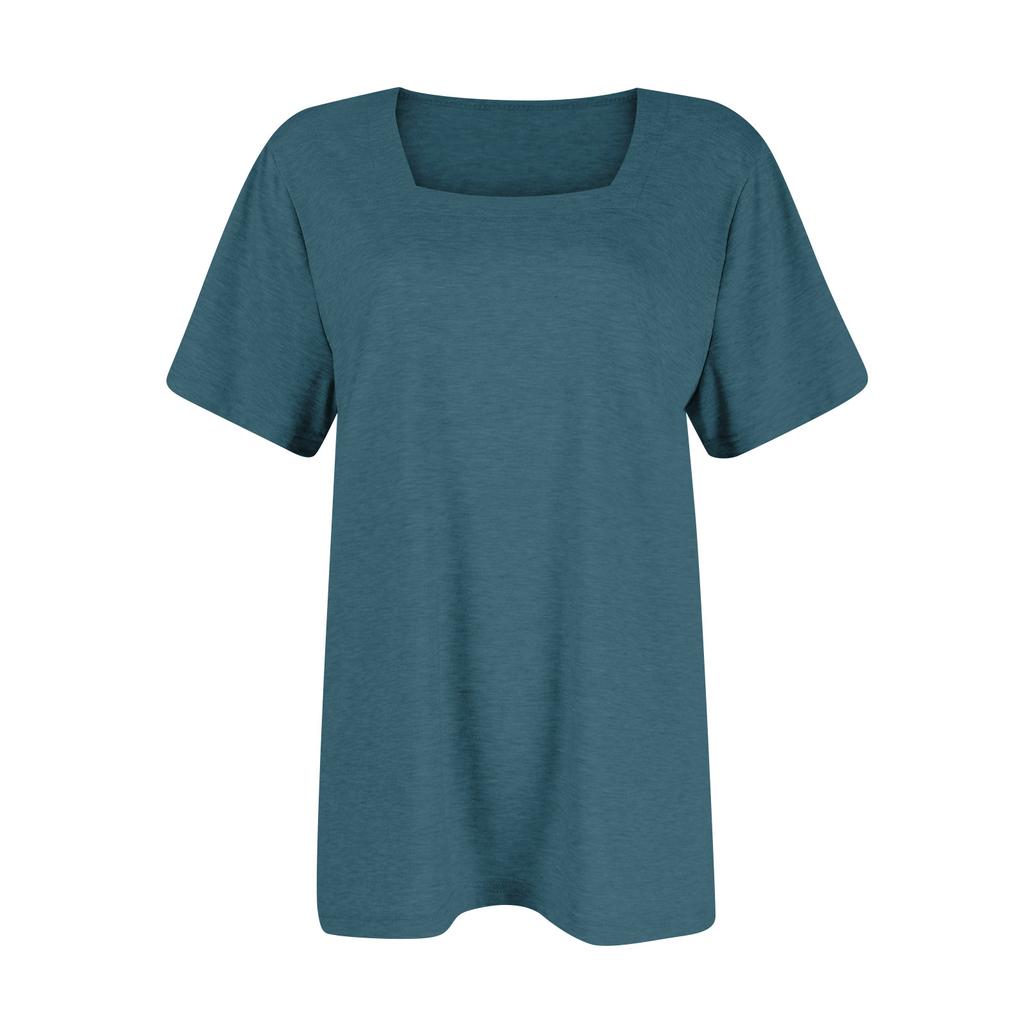 Womens Tops Casual Spring Summer Tshirts Short Sleeve Square Neck Basic Tee Outfits