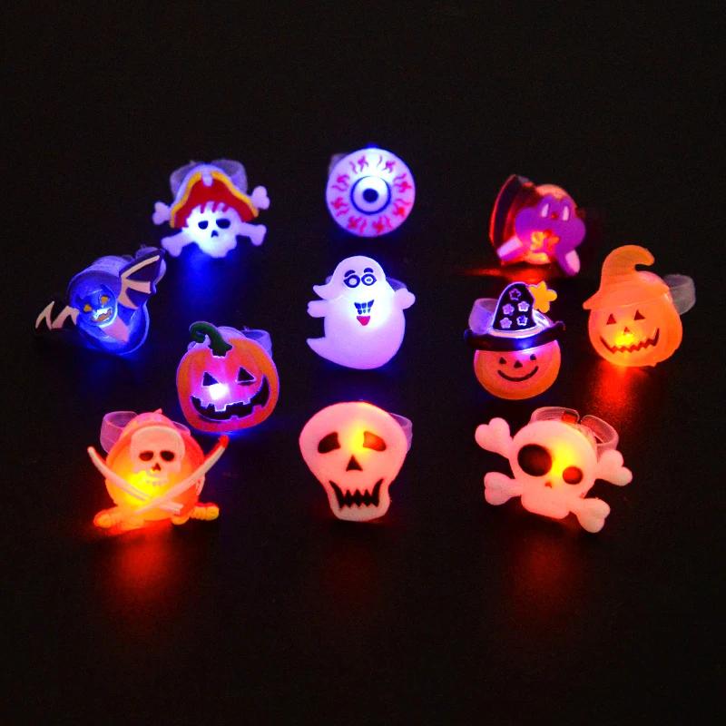 Halloween Light Up Glowing Rings Christmas Party Favors LED Rings Flashing Glowing Finger Rings Fun Props for Kids Adults