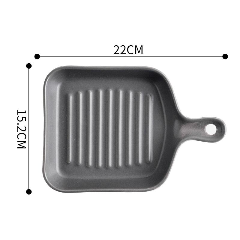 Color Glaze Oven Cheese Baking Tray Single Handle Restaurant Ceramic Dish Baking Baked Rice Tray Tableware Square Tray Household