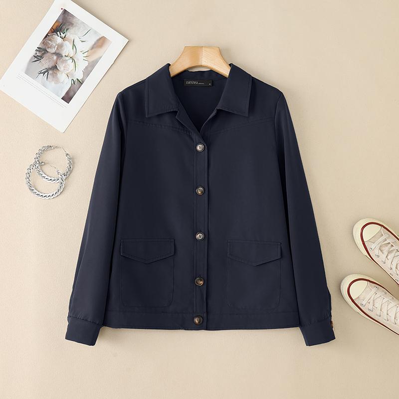 ZANZEA Women Casual Turn Down Collar Long Sleeve Autumn Blouse