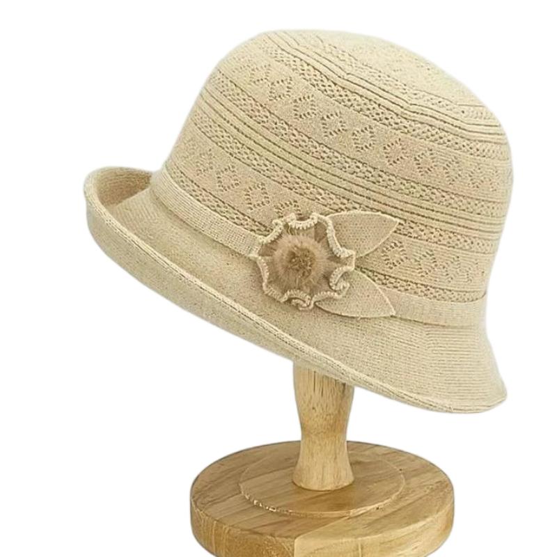 New Autumn and Winter Hats for Middle-Aged Elderly Women Knitted Hats Warm Mother's Fashion Hat Outdoor Hats Casual Bucket Hats