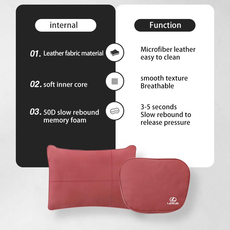 AIT1 Leather Car Seat Headrest Neck Pillow Lumbar Support For Lexus F SPORT LBX NX RX 350h 450h ES UX 300e GS IS LS LX CT LC RC GX460