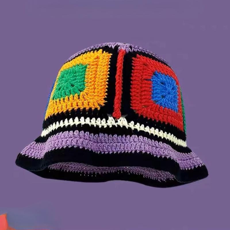2023 Autumn New Crochet Korean Handmade Bucket Hat Women Weaving Knitted Hat Y2k Fashion Flowers Autumn Winter Beanies Basin Cap