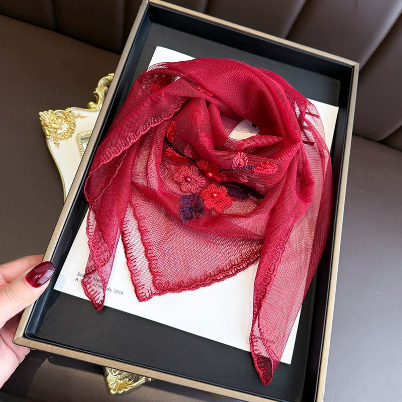 

New Scarf Women S Lace Square Scarf High-End Thin Shawl Scarf Embroidered Fashion Scarf For Women 62x62cm