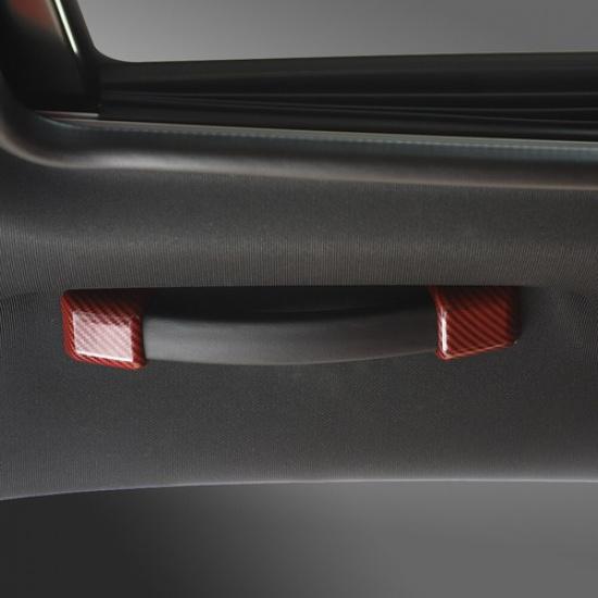 4x Car Roof Grab Handle Decor Cover For Dodge Challenger 2010+ Red Carbon Fiber
