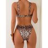 Sexy dámské dvoudílné plavky s kovovým doplňkem Leopardí vzor Bikini Trendy pro dospělé Polyesterová tkanina Vhodné pro plavání