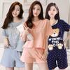 Women's Cute Summer Pajama Set - Short-Sleeved Top & Shorts, Casual Cartoon Loungewear for Indoors and Out.