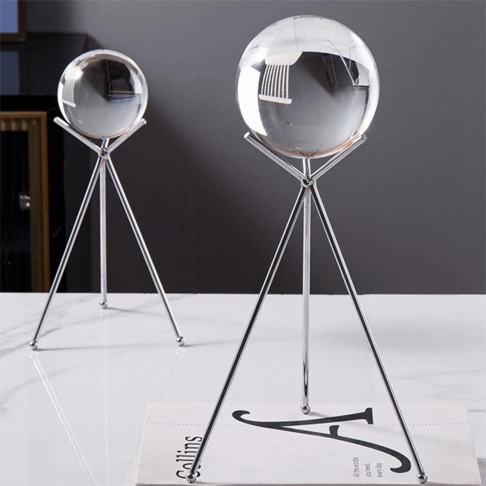 Simple Triangle Crystal Ball Base Gold/Silver Sphere Display Stand  Desktop Ornaments