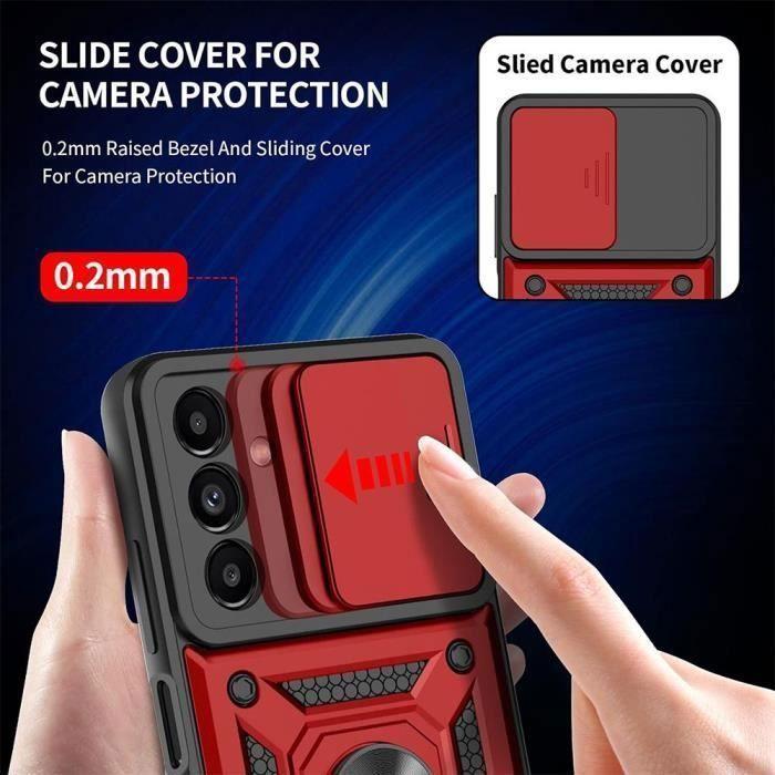 Coque de protection - booling - samsung galaxy a25 5g - rouge - antichoc - anneau rotatif