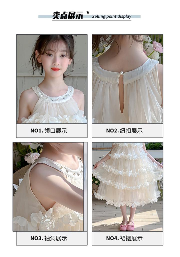 Girl Princess Dress 2026 Spring/Summer New Flower Birthday Dress Girl Fairy Yarn Dress Children's Cake Dress