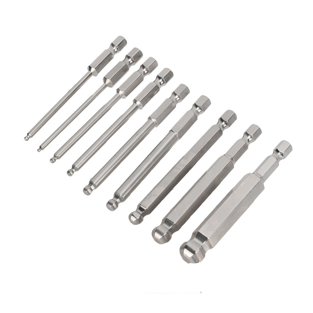 9pcs 75mm Magnetic Screwdriver Bit Set Ball Head 14 Inch Hex Shank Hex Screwdriver Drill Bit Set