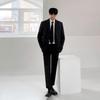 Herren Casual Schwarzes Anzugset - Frühling/Herbst Trendiger Koreanischer Stil Formelle Kleidung