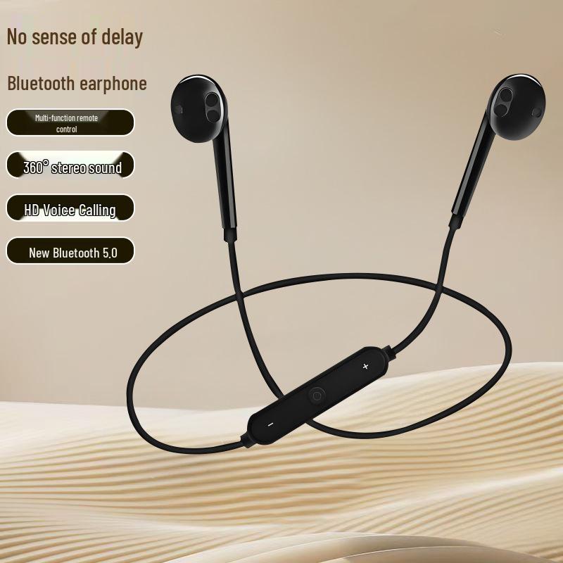 S6 Wireless Bluetooth Sports Earphones with Semi-in-ear Design and Deep Bass, Compatible with Apple & Android for Music and Calls.