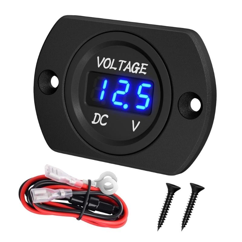 Digital Voltage Gauges for Automotive Use 12V/24V System with Clear Color LED Display & Simple Plugs Play Setups for Car