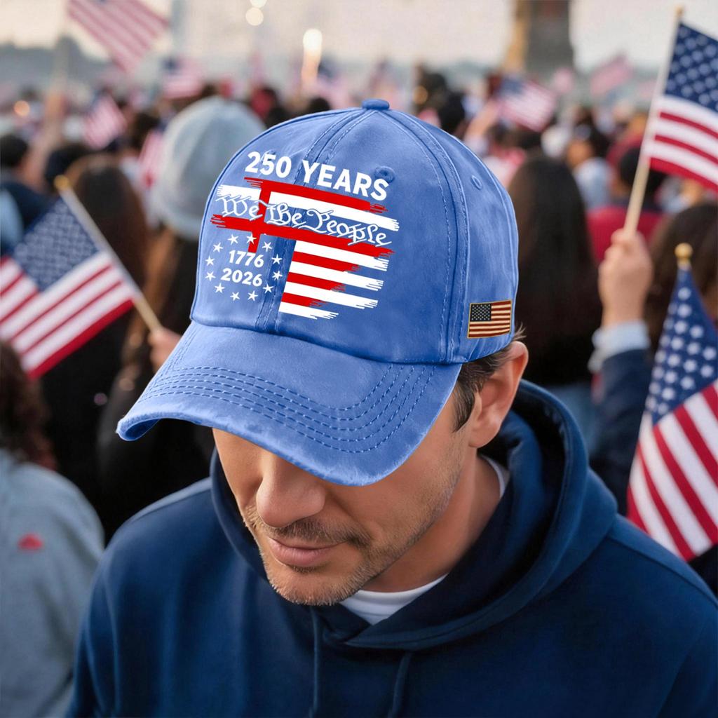 Men's and Women's Matching American 250th Anniversary Anniversary Embroidered Vintage Washed Baseball Cap