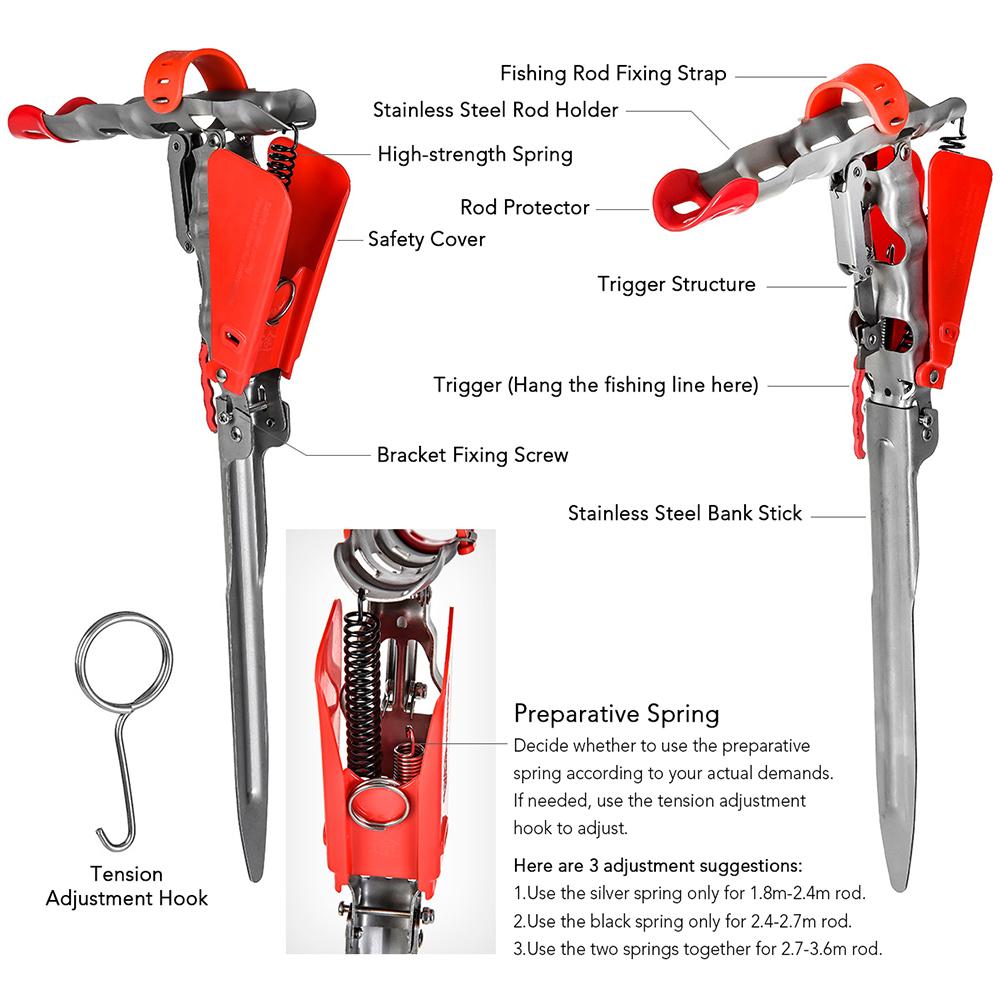 Foldable Automatic Double Spring Angle Fishing Pole Tackle Bracket Fishing Rod Holder Fishing Accessories For Outdoor Fishing
