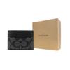 Coach Card Case Classic Monogram Print Three Credit Card Slots Coated Canvas Men Card Holder Gray Black 58110-CQBK