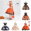 Silky And High Quality Halloween Costume Dress With Pumpkin Bag For Children