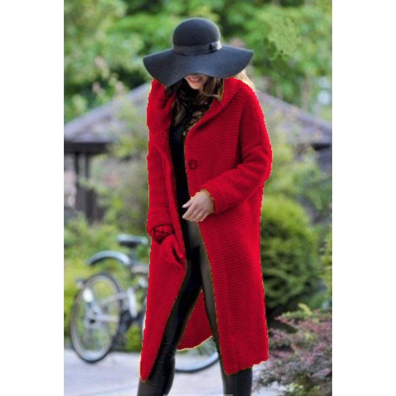 Neuer Damen-Cardigan mit Kapuze für Herbst und Winter, langärmliger Pullover, warm, große Größe, Pendler-Temperament, lange Damenbekleidung
