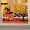 Small Decorative Wood Signs Wooden Halloween Table Ornament, Trick or Treat/Boo/Happy Desktop Decoration Spooky Party Centerpieces with Ghost