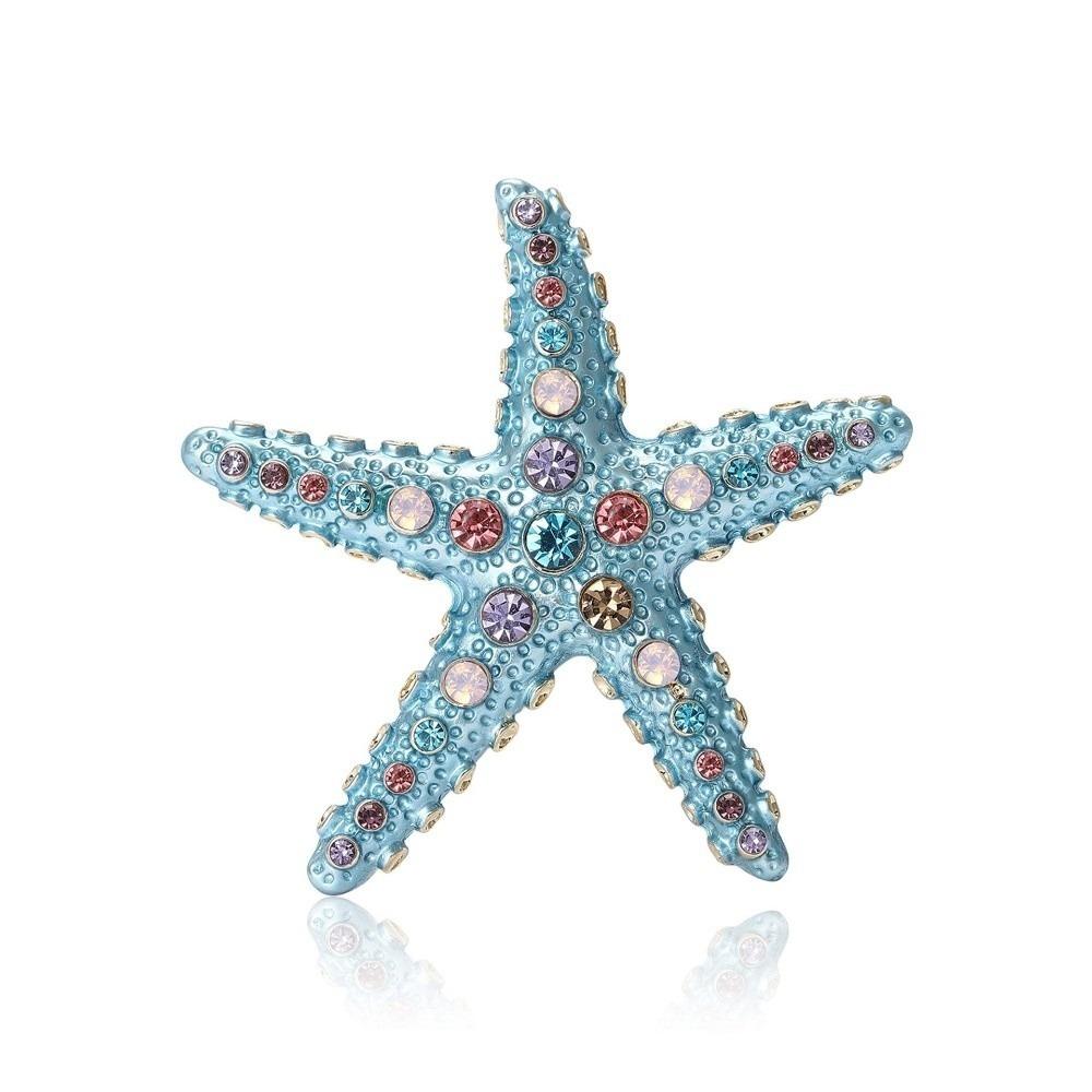 Party Jewelry Starfish Pin Gifts Metal Badge Fashion Sparkling Starfish Brooches Women