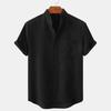 2026 Men's Fashion Short Sleeve Cotton Linen Shirts Casual Oversized Loose Shirts