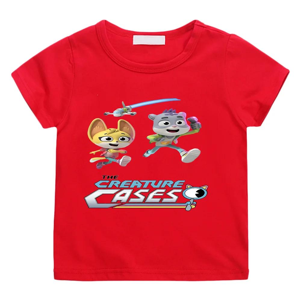 Детские Топы Мальчики Девочки The Creature Cases Аниме Принт Футболки Детские Интеллектуальные Веселые Мультяшные Футболки Детские Высококачественные Хлопковые Футболки 100 красный