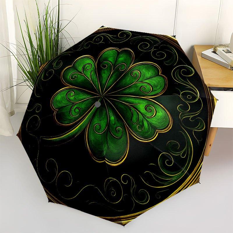 

Four-Leaf Clover Ornament: Luck in Every Detail Umbrella, Cute Umbrella with Cute Design, Portable 3-Fold Compact Umbrella for Men & Women, Valentine