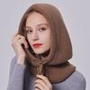 Winter Wool Knitted Hooded Acrylic Beanie Hat for Women Head Ear Warmer Solid Color Adjustable Scarf Hat With Rope