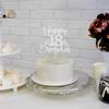 Sotpot 1 Pack 18th Birthday Cake Topper Double-sided Silver Glitter Cake Topper with Star Pattern Cake Decoration for Happy 18th Birthday Party Cake