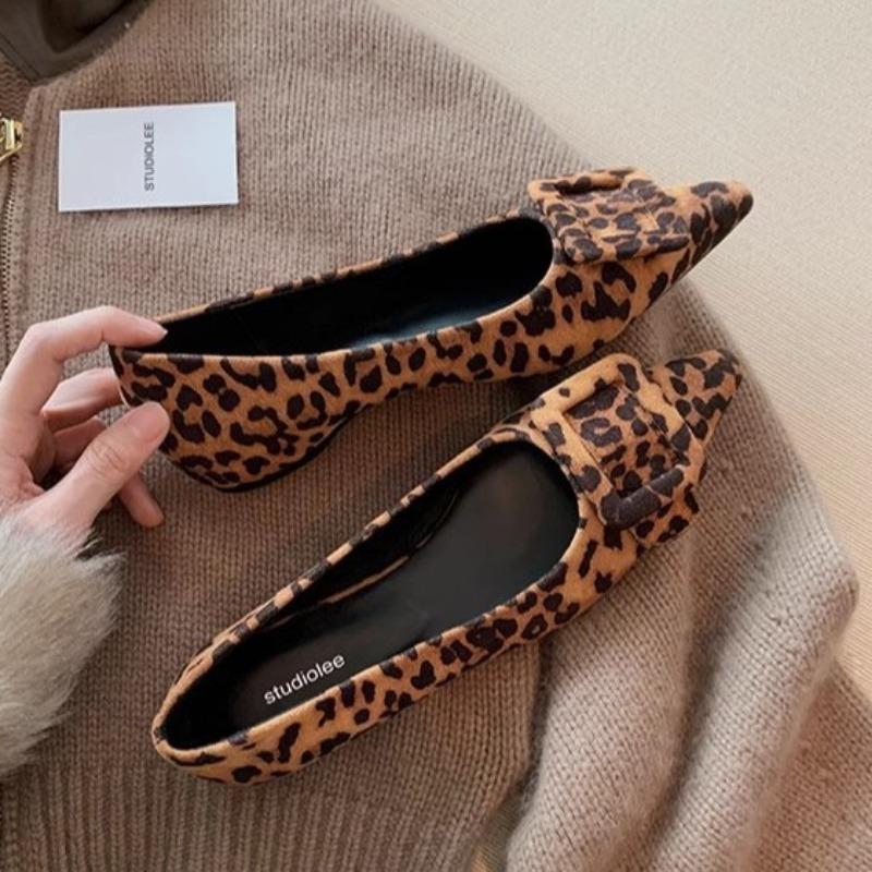 

Women s Pointed Toe Suede Flats with Square Buckle Elegant Office & Casual Shoes 40