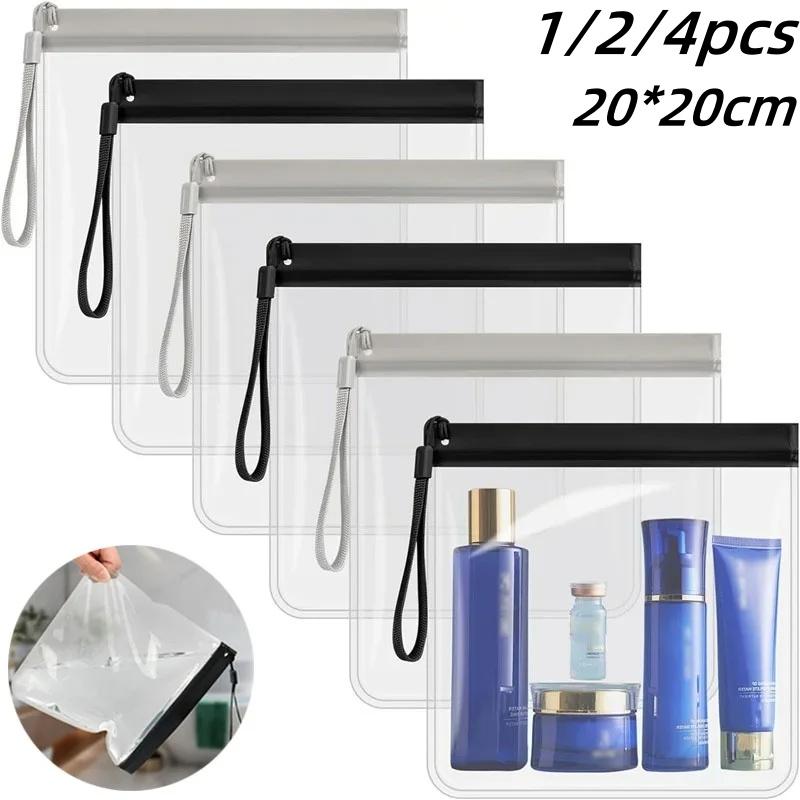 1/2/4pcs Luggage Transparent Travel Use Leakproof Flight Make Up Waterproof For Women Reusable Airport Security Storage bag