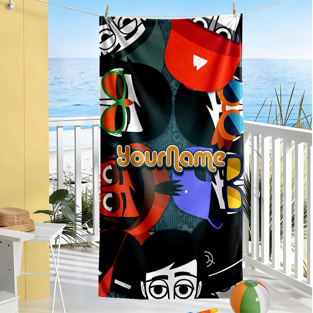 Incredibox Customize Text Beach Towel Super Soft & Absorbent Perfect for Traveling Yoga Camping and Swimming