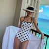 Damen Polka Dot Badeanzug mit Rückenfreiem Design Schlankmachender Schnitt 2026 Resort Bademode