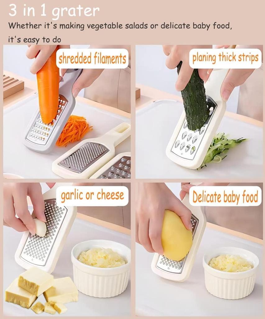 RSINC Cheese Grater, Grater for Cheese Stainless Steel Food Shredder, Lemon Zester, Vegetable Grater, Cheese Shredder, Garlic Mincer  (Set of 3)