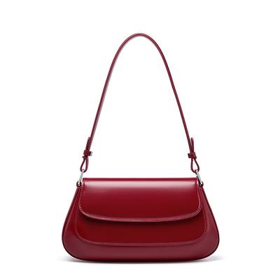 Women Genuine Leather Underarm Bag New Fashion Classic Red Handheld Black Crossbody Bag Versatile High End Single Shoulder Bag